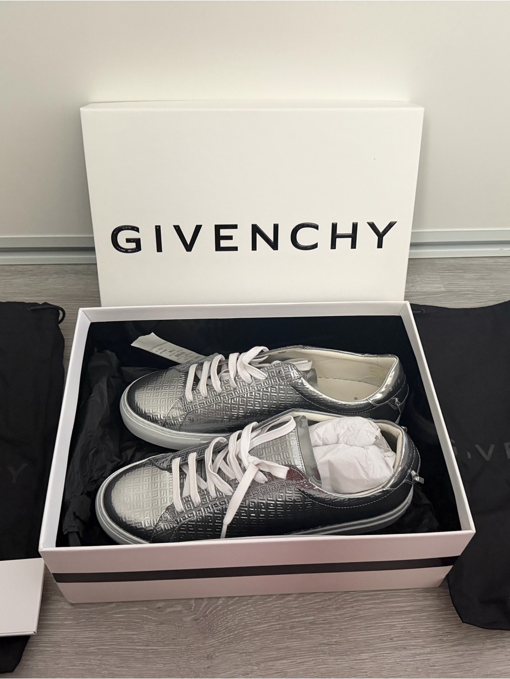 Givenchy Women's Silver Embossed Low-Top Sneakers